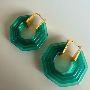 Celine Lucite Hoop Earrings (Green)